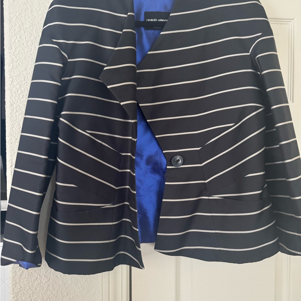 Black and White Striped Women's Jacket